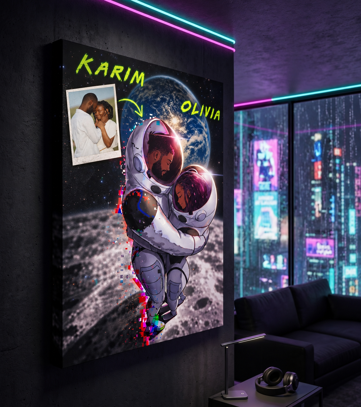 My Moon & My Man — Cyberpunk Couple Portrait (Limited Edition)